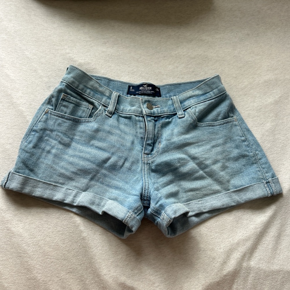 Hollister Women's Light Blue Lowrise Jean Shorts